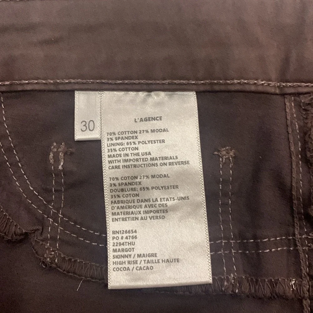 NWOT L’AGENCE Brown Margot Skinny High Rise Denim Jeans Cotton Blend Size 30 - Picture 6 of 6